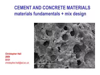 CEMENT AND CONCRETE MATERIALS materials fundamentals + mix design
