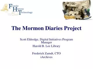 The Mormon Diaries Project
