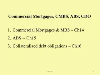 Commercial Mortgages, CMBS, ABS, CDO