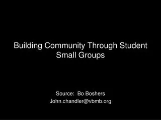 Building Community Through Student Small Groups