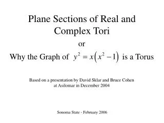 Plane Sections of Real and Complex Tori