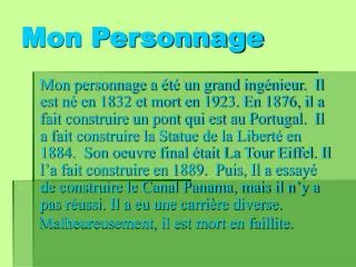 mon personnage