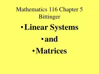 Mathematics 116 Chapter 5 Bittinger