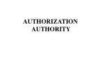 AUTHORIZATION AUTHORITY - slide 1