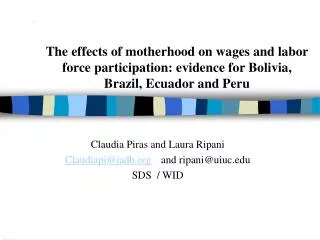 The effects of motherhood on wages and labor force participation: evidence for Bolivia, Brazil, Ecuador and Peru