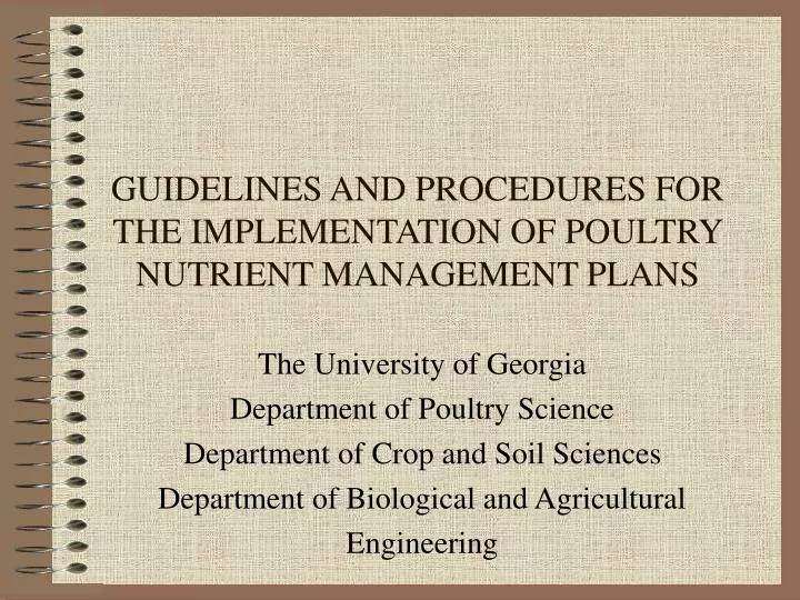 guidelines and procedures for the implementation of poultry nutrient management plans