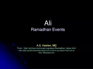 Ali Ramadhan Events