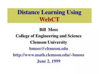 Distance Learning Using WebCT