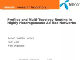 Profiles and Multi-Topology Routing in Highly Heterogeneous Ad Hoc Networks
