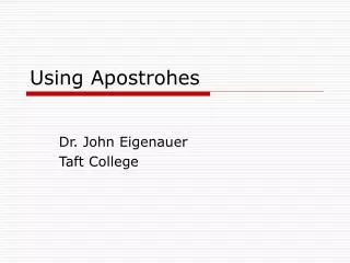 Using Apostrohes