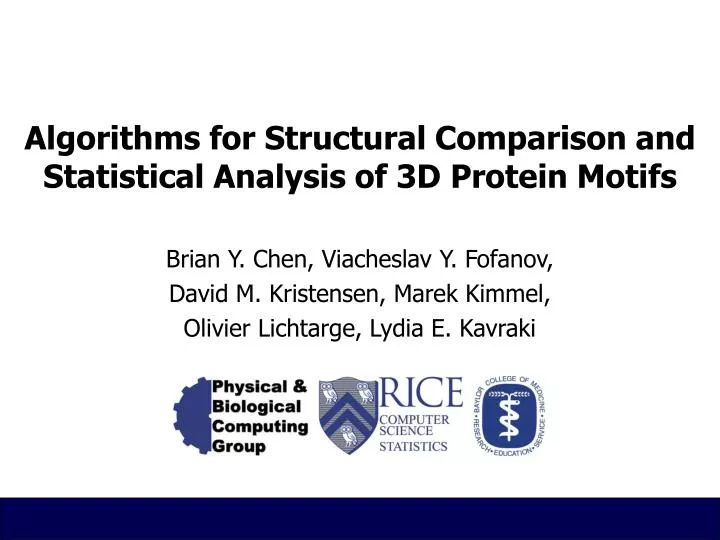 algorithms for structural comparison and statistical analysis of 3d protein motifs