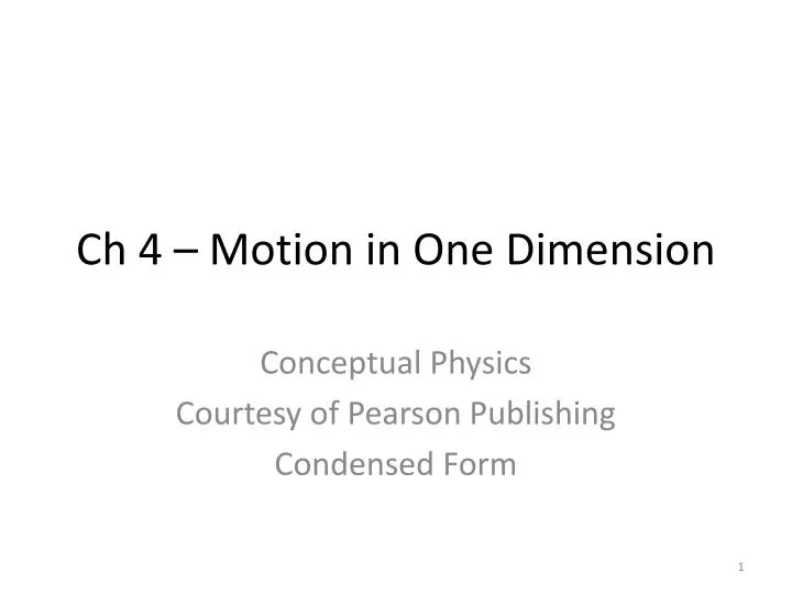 ch 4 motion in one dimension