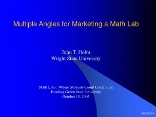 Multiple Angles for Marketing a Math Lab