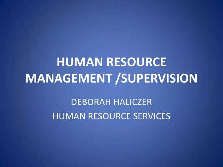 human resource management supervision