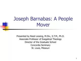 Joseph Barnabas: A People Mover