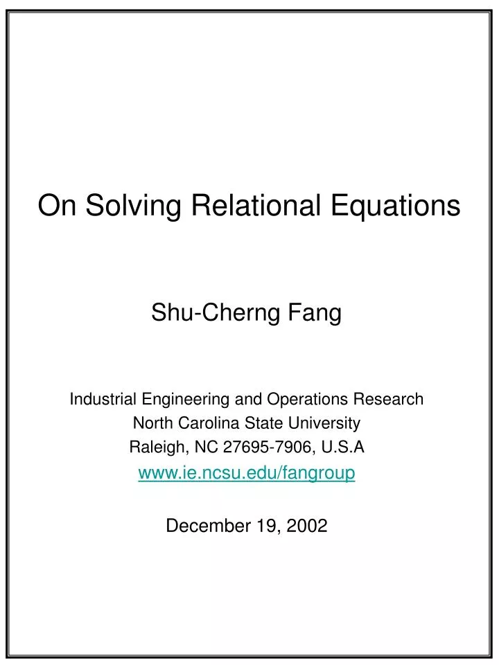 on solving relational equations