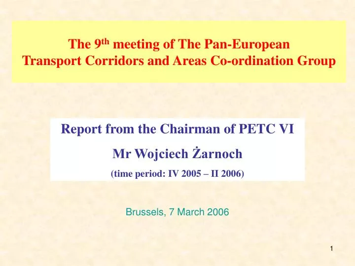 the 9 th meeting of the pan european transport corridors and areas co ordination group