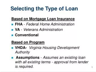 Selecting the Type of Loan