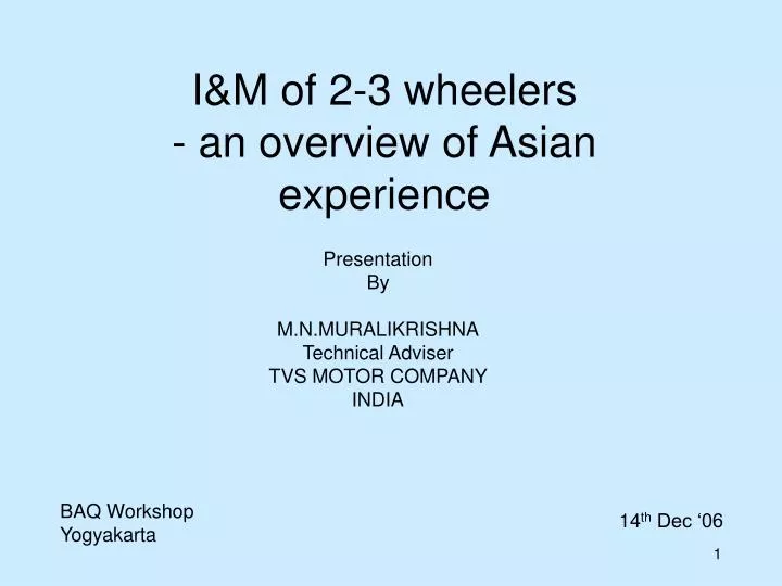 i m of 2 3 wheelers an overview of asian experience
