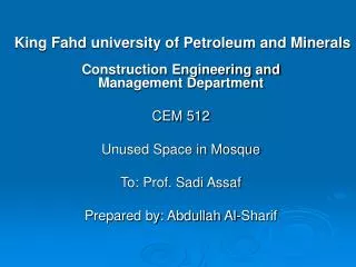 King Fahd university of Petroleum and Minerals