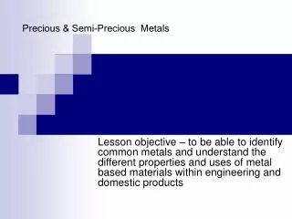 Precious &amp; Semi-Precious Metals