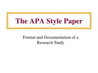 The APA Style Paper