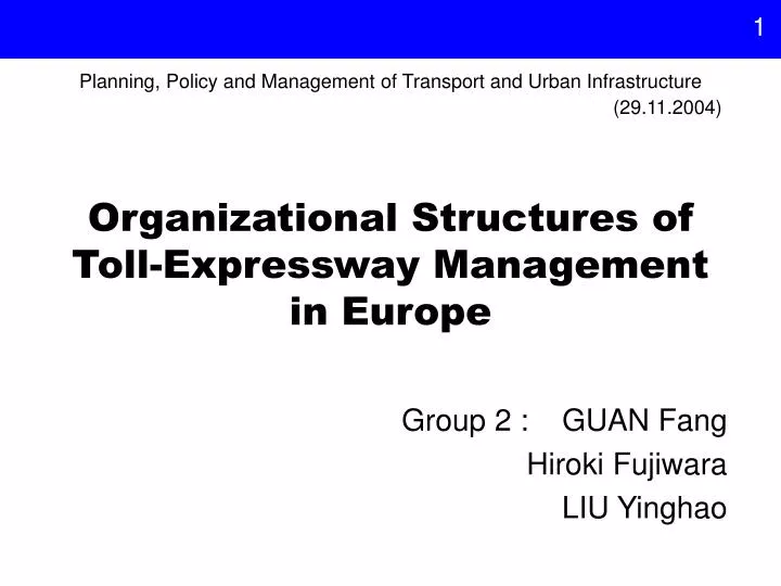 organizational structures of toll expressway management in europe