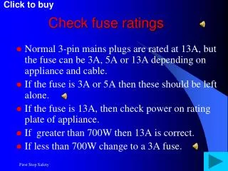 Check fuse ratings