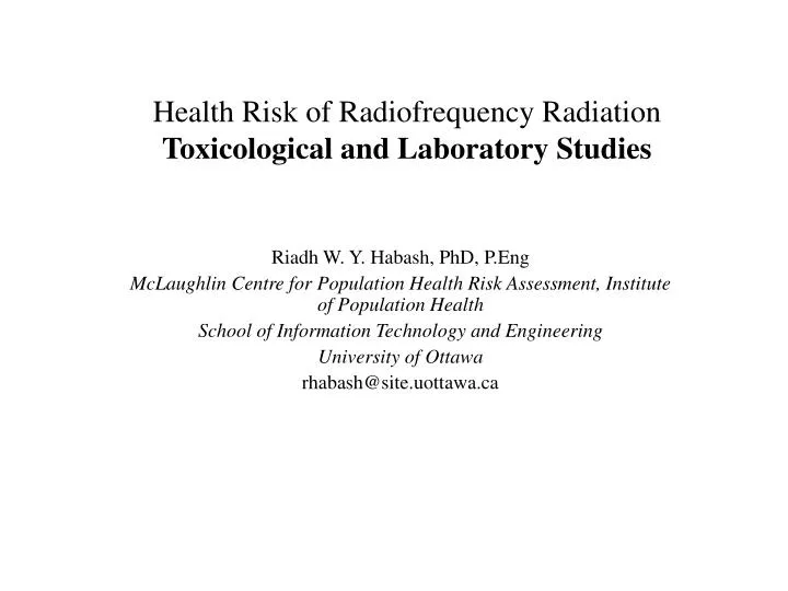 health risk of radiofrequency radiation toxicological and laboratory studies