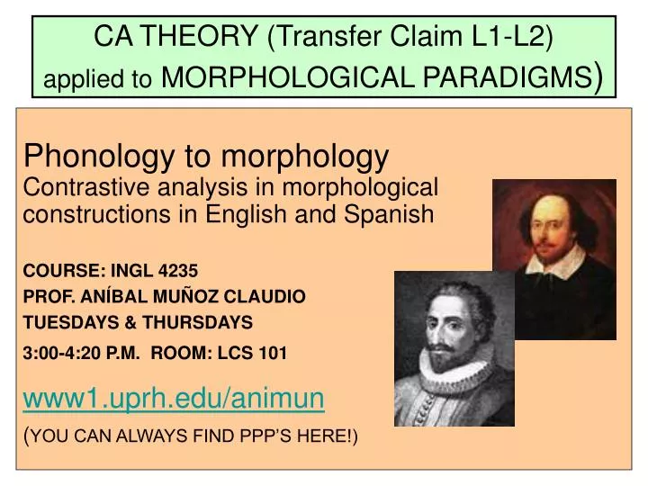 ca theory transfer claim l1 l2 applied to morphological paradigms