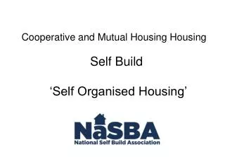 Cooperative and Mutual Housing Housing