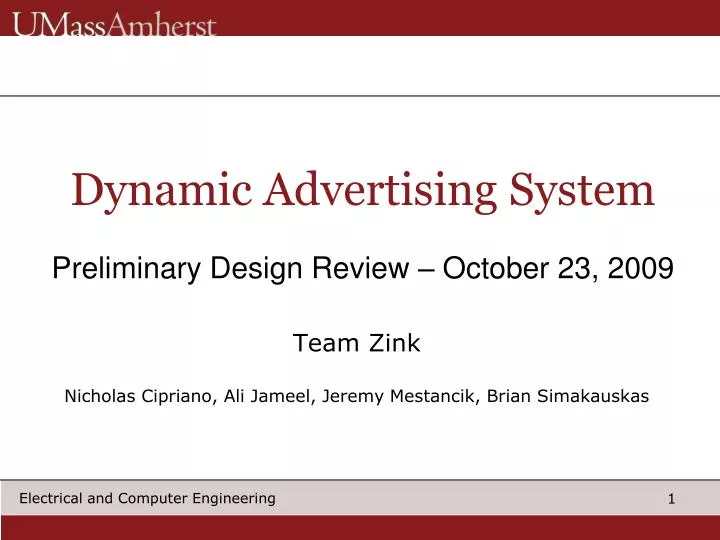 dynamic advertising system preliminary design review october 23 2009