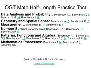 OGT Math Half-Length Practice Test