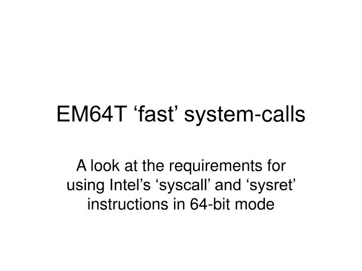 em64t fast system calls