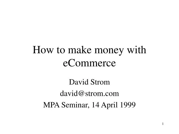 how to make money with ecommerce