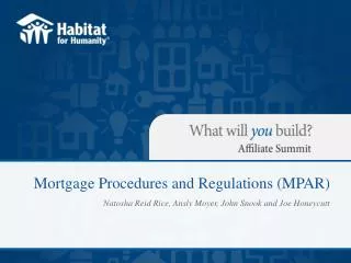 Mortgage Procedures and Regulations (MPAR)