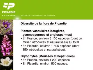 Diversité de la flore de Picardie Plantes vasculaires (fougères, gymnospermes et angiospermes)