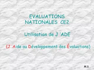 EVALUATIONS NATIONALES CE2