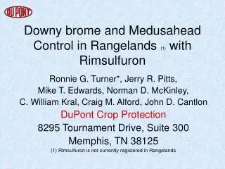 Downy brome and Medusahead Control in Rangelands (1) with Rimsulfuron