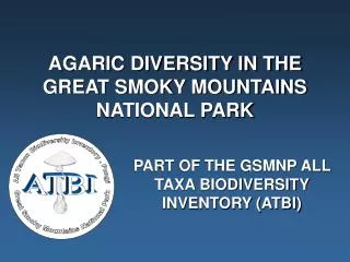 AGARIC DIVERSITY IN THE GREAT SMOKY MOUNTAINS NATIONAL PARK