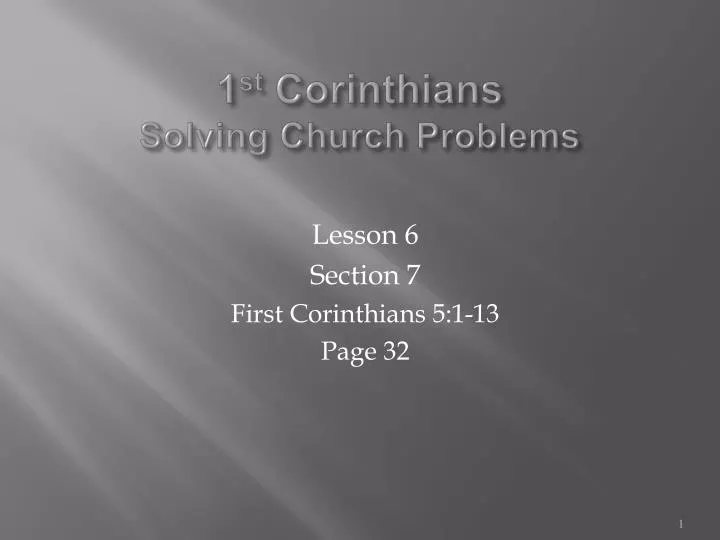 1 st corinthians solving church problems