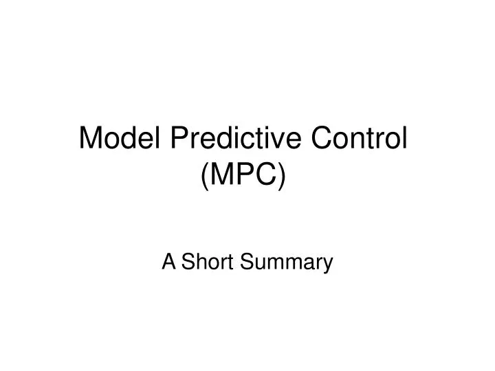 model predictive control mpc