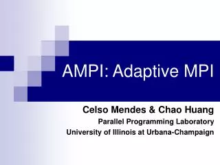 AMPI: Adaptive MPI