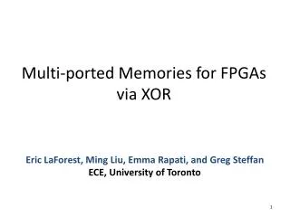 multi ported memories for fpgas via xor
