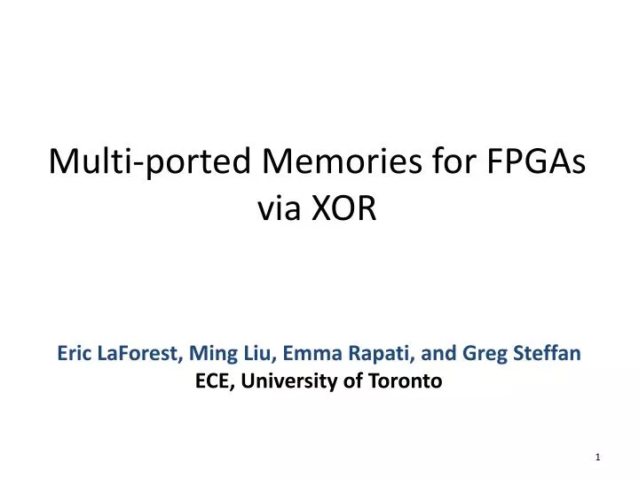 multi ported memories for fpgas via xor