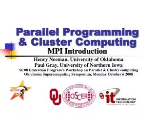 Parallel Programming &amp; Cluster Computing MPI Introduction