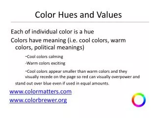 Color Hues and Values