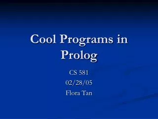 Cool Programs in Prolog