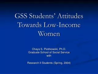 GSS Students’ Attitudes Towards Low-Income Women