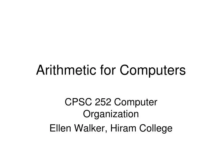 arithmetic for computers